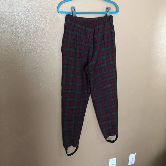 VINTAGE Casablanca Red /Green Plaid Pants with Stirrups Size 10 - Picture 5 of 6